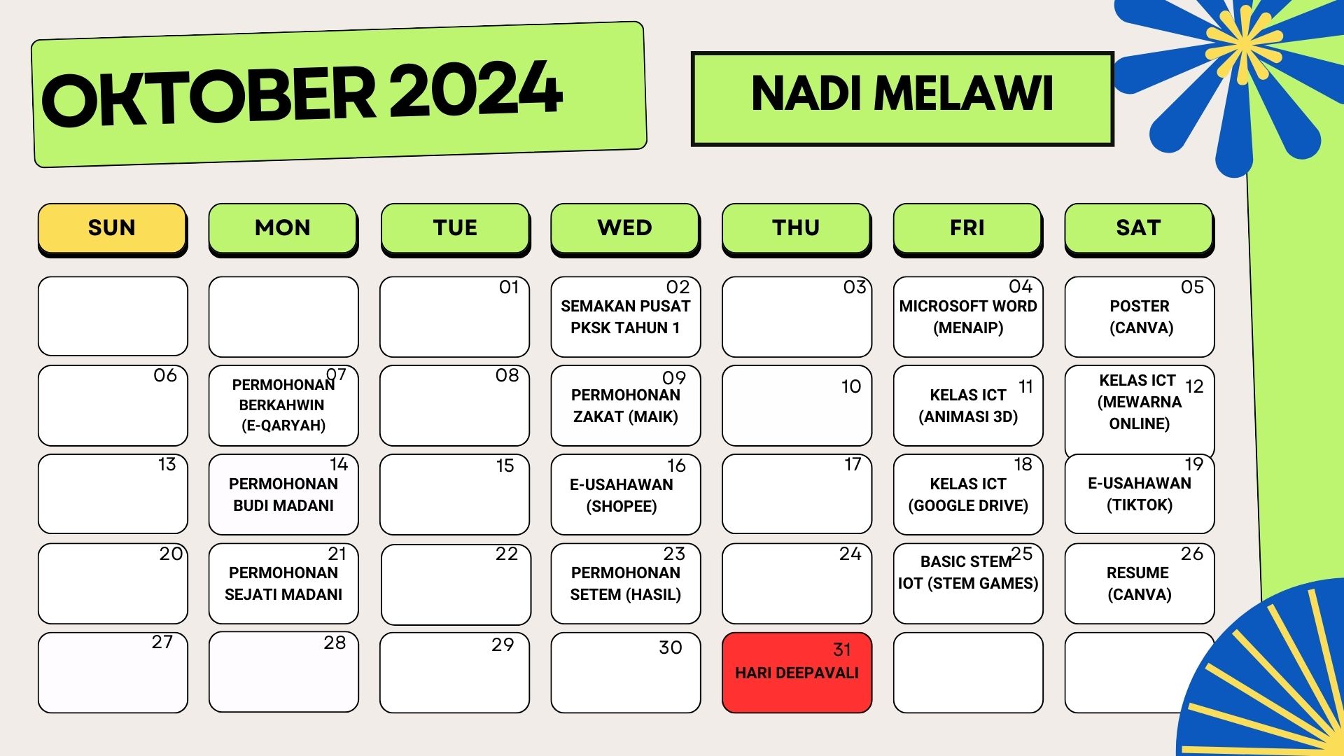 JADUAL AKTIVITI OKTOBER 2024