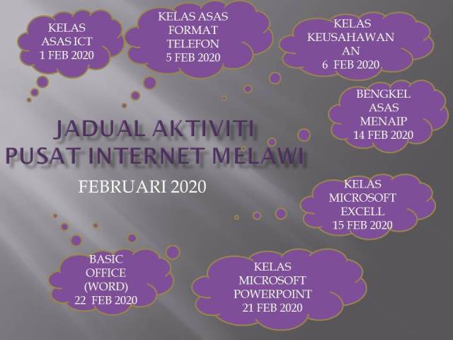 JADUAL AKTIVITI PUSAT INTERNET MELAWI FEB 2020